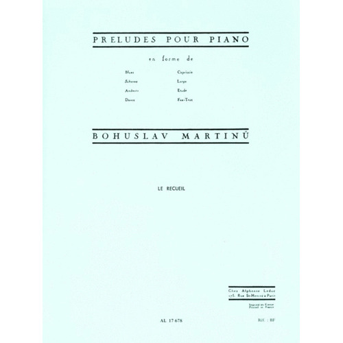Martinu - Preludes For Piano (Softcover Book)