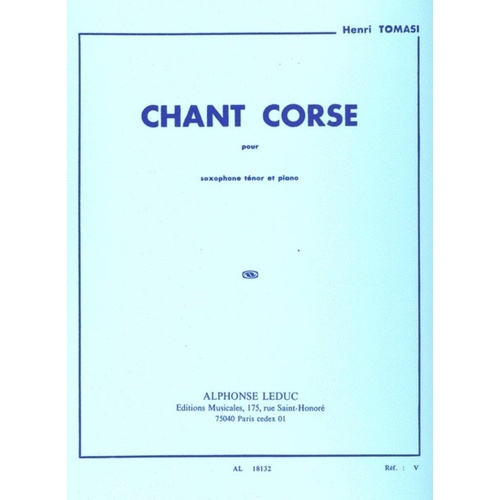 Chant Corse for Tenor Saxophone and Piano by Henri Tomasi