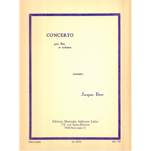 Ibert Concerto for Flute and Piano, Alphonse Leduc Edition