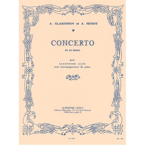 Glazounov - Concerto In E Flat Alto Sax/Piano (Softcover Book)