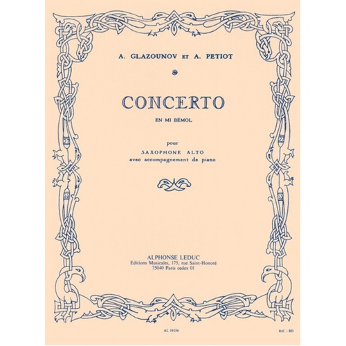 Glazounov - Concerto In E Flat Alto Sax/Piano (Softcover Book)