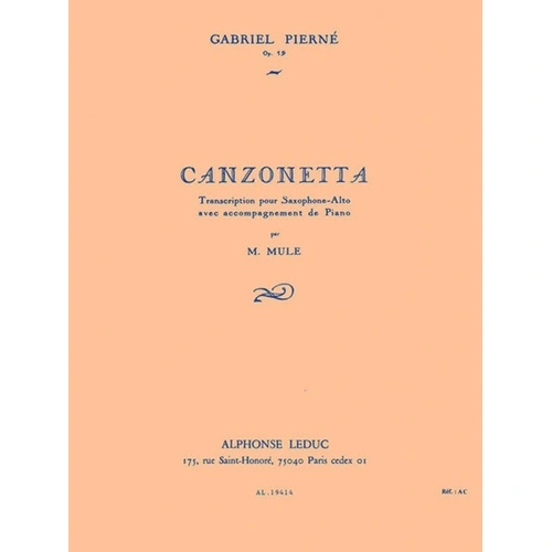 Pierne - Canzonette Op. 19 for Alto Saxophone and Piano
