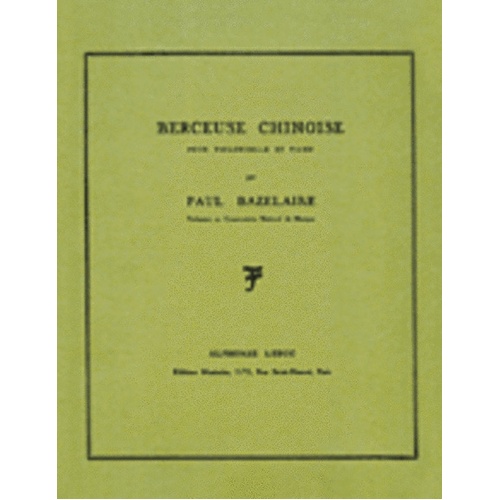 Bazelaire - Berceuse Chinoise Op 115 Cello/Piano (Softcover Book)