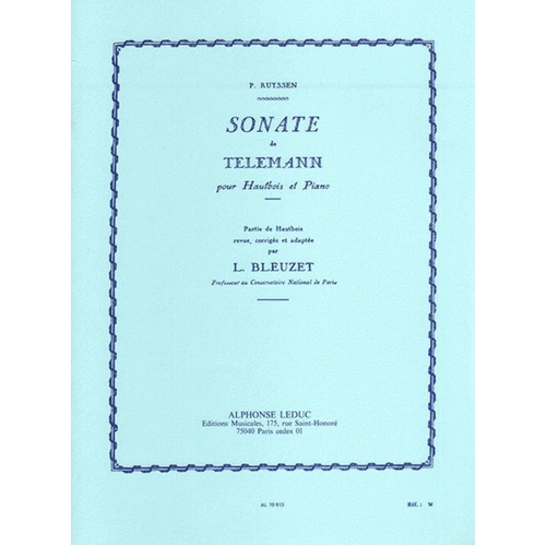 Telemann - Sonata in A Minor for Oboe and Piano, 128 Pages, Alphonse Leduc