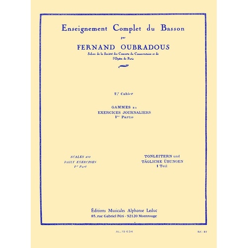 Oubradous - Complete Study Of The Bassoon Vol 1 (Softcover Book)
