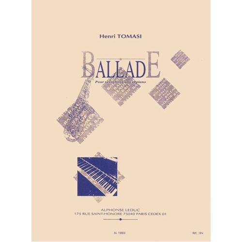 Tomasi - Ballade For Alto Sax/Piano Softcover Book (Alto Saxophone)