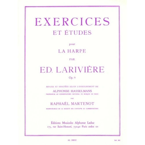 Lariviere Exercises and Etudes Op. 9 for Harp