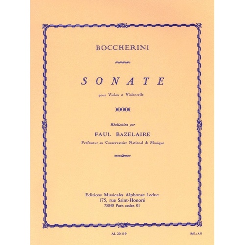 Sonata (Bazelaire) Violin And Cello (Softcover Book)