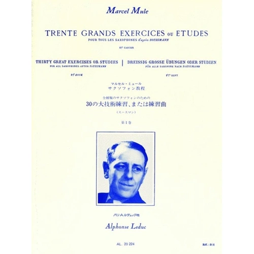 30 Grands Exercices ou Etudes Sax Solo by Marcel Mule, Saxophone Studies, 32 Pages, Alphonse Leduc