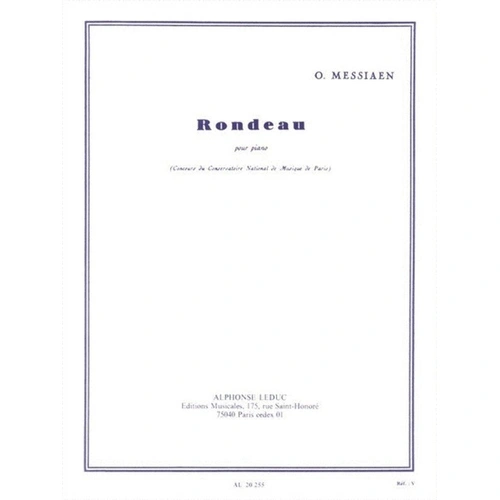 Rondeau Piano Solo by Olivier Messiaen, Alphonse Leduc Publisher, for Piano