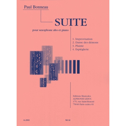 Bonneau - Suite For Alto Sax/Piano (Softcover Book)