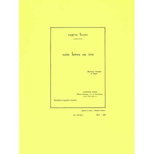 Suite Breve En Trio Form Op 67 Oboe/Clarinet/Bassoon (Music Score/Parts)
