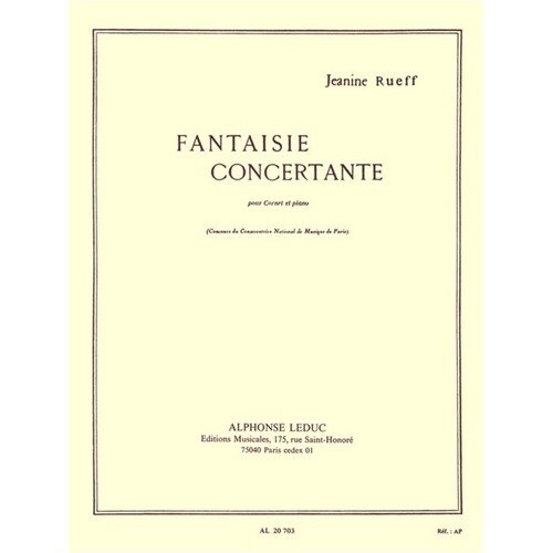 Rueff - Fantaisie Concertante For Cornet/Piano Softcover Book (Bb Cornet)