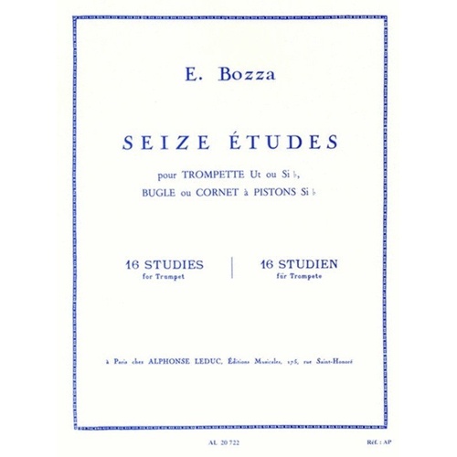 Bozza 16 Studies for Trumpet, Flugelhorn, Cornet - Advanced Etudes by Eugene Bozza, Alphonse Leduc Publisher