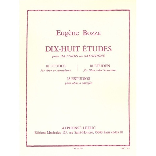 Bozza - 18 Etudes for Oboe or Saxophone by Eugene Bozza, Alphonse Leduc