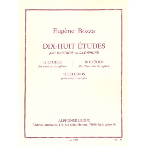 Bozza - 18 Etudes for Oboe or Saxophone by Eugene Bozza