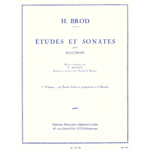 Brod - Etudes and Sonatas Vol 1 for Oboe by Henri Brod