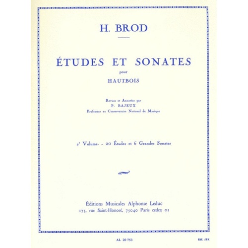 Brod - Etudes And Sonatas Vol 2 Oboe (Softcover Book)