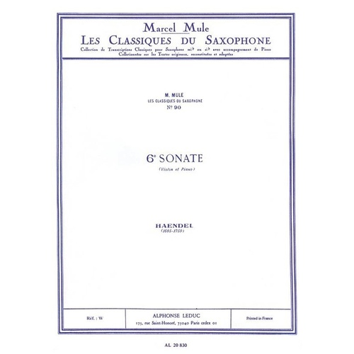 Handel - Classique Saxophone Sonata No. 6 for Alto Saxophone and Piano