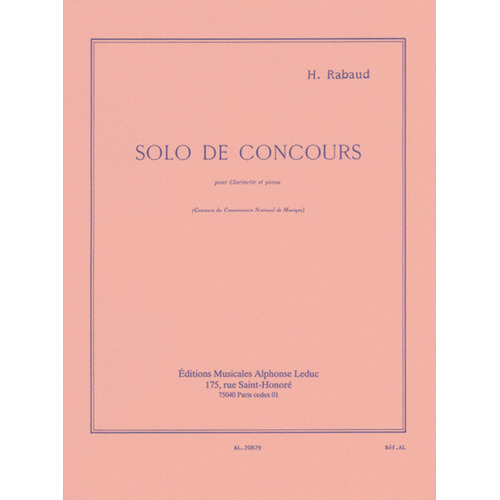 Rabaud - Solo De Concours Op 10 Clarinet/Piano (Softcover Book)