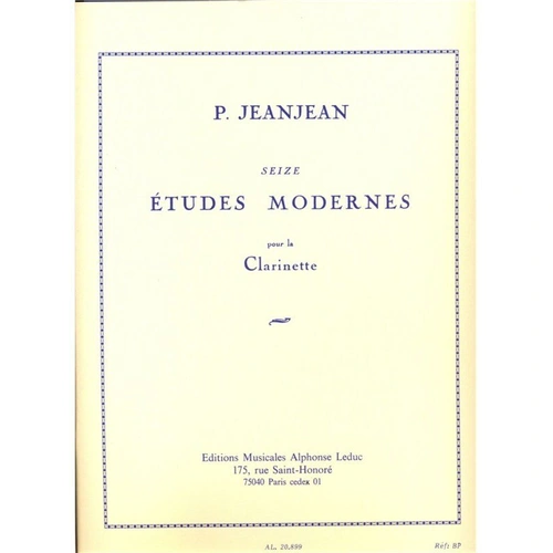 Jeanjean 16 Modern Etudes for Clarinet by Alphonse Leduc