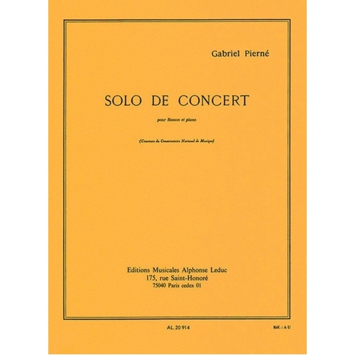 Pierne - Solo de Concert Op. 35 for Bassoon, Alphonse Leduc, 16 Pages