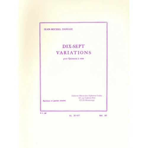 Damase - 17 Variations For Wind Quintet Score/Parts