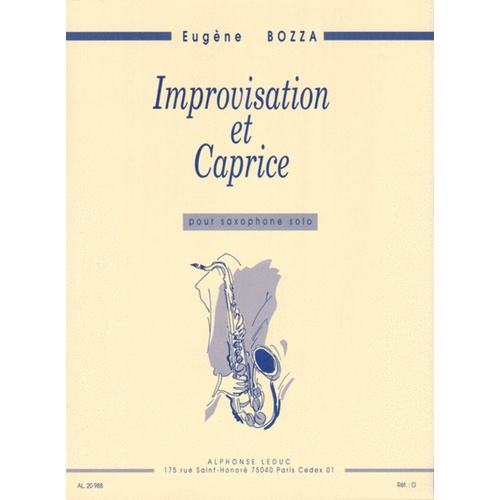 Bozza - Improvisation Et Caprice For Solo Sax (Softcover Book)