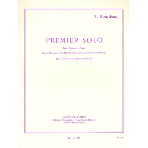 Bourdeau Premier Solo for Bassoon and Piano, Edited by G. Dhérou, 96 Pages, Alphonse Leduc