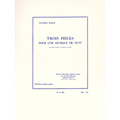 Bozza - 3 Piece Pour Musique De Nuit Woodwind Quartet (Music Score/Parts)