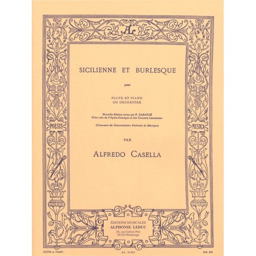 Casella - Sicilienne And Burlesque For Flute/Piano (Softcover Book)