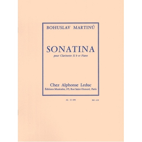 Martinu - Sonatina for Clarinet and Piano H 356