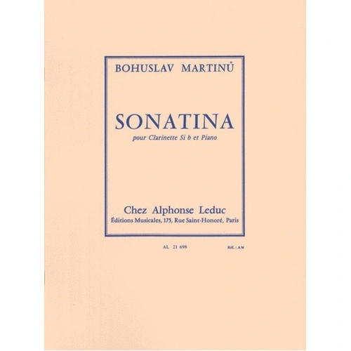 Sonatina for Clarinet and Piano H 356 by Bohuslav Martinu