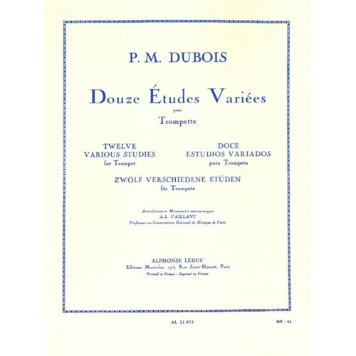 Dubois Douze Etudes Variees for Trumpet - Alphonse Leduc