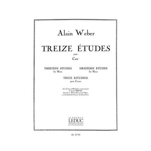 Weber 13 Etudes for French Horn - Alphonse Leduc, 96 Pages, Brass Horn