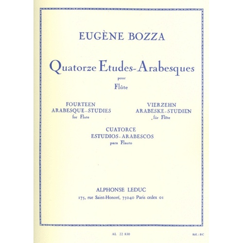 Bozza - 14 Etudes Arabesques For Flute (Softcover Book)