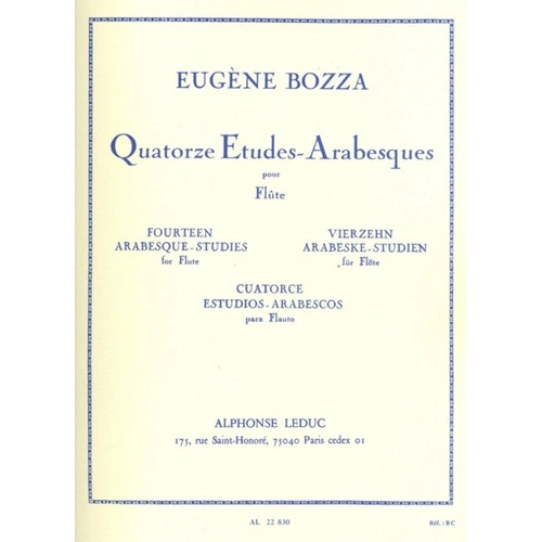 Bozza - 14 Etudes Arabesques for Flute by Alphonse Leduc