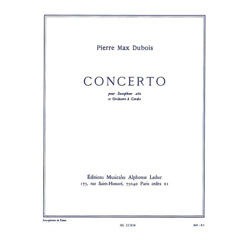 Dubois Concerto No. 1 for Alto Saxophone and Piano
