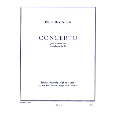 Dubois - Concerto No 1 Alto Sax/Piano (Softcover Book)