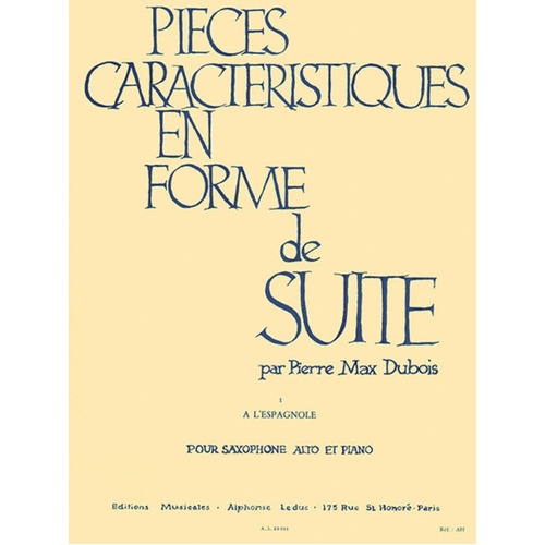 Dubois - Pieces Characteristiques Op 77 No 1 Alto Sax/Piano (Softcover Book)
