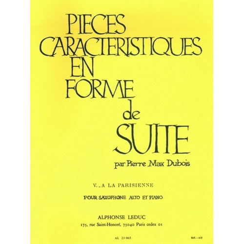 Pieces Characteristiques Op. 77 No. 5 for Alto Saxophone and Piano by Pierre Max Dubois