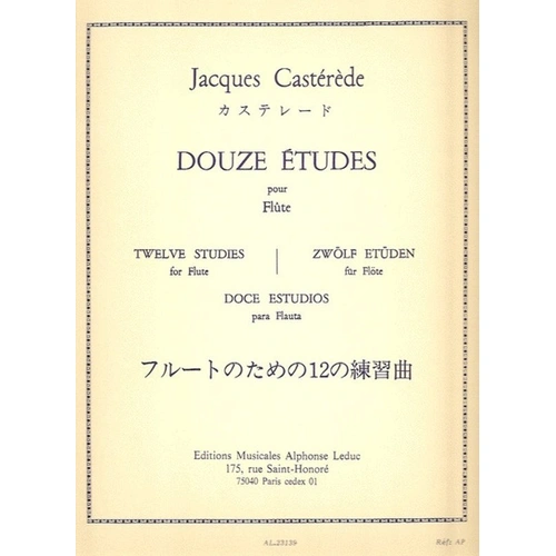 Casterede 12 Etudes for Flute by Alphonse Leduc