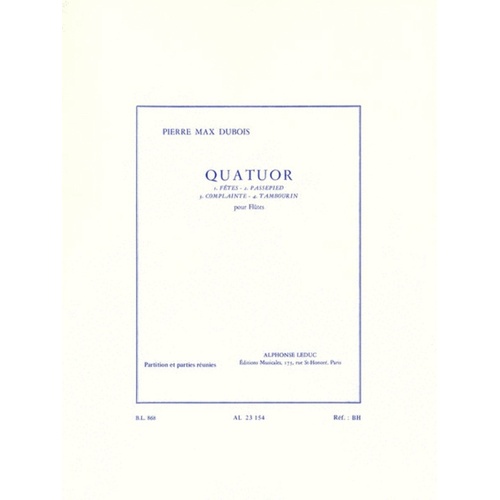 Dubois - Quattour Pour Flutes (Music Score/Parts)
