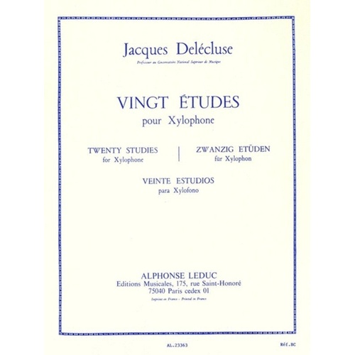 Delecluse - 20 Studies for Xylophone by Jacques Delecluse, Alphonse Leduc