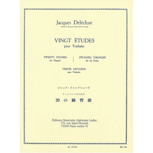 Delecluse 20 Studies for Timpani by Jacques Delecluse - Alphonse Leduc