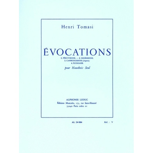 Evocations for Oboe by Henri Tomasi, Alphonse Leduc, 128 Pages