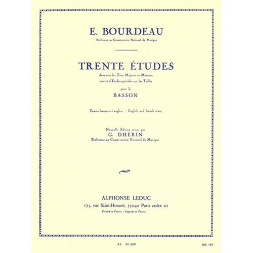 Bourdeau - 30 Etudes For Solo Bassoon (Softcover Book)