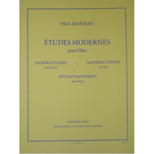 Jeanjean - Etudes Modernes for Flute by Paul Jeanjean, Alphonse Leduc Publisher