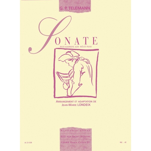 Telemann - Sonata In E Flat Alto Sax/Piano Arr Londeix (Softcover Book)