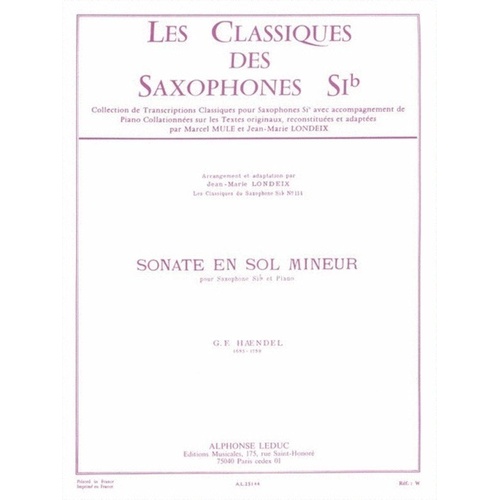 Handel - Sonata in G Minor for Tenor Saxophone and Piano